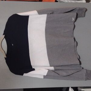 HOLLISTER Crop Top Boyfriend Tee Shirt Long Sleeve Striped Womens size  Small